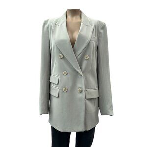 H&M Womens Blazer Jacket Career Long Sleeve Double-Breasted Pockets Light Gray S